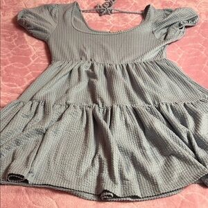 baby blue puff sleeves baby doll mini dress